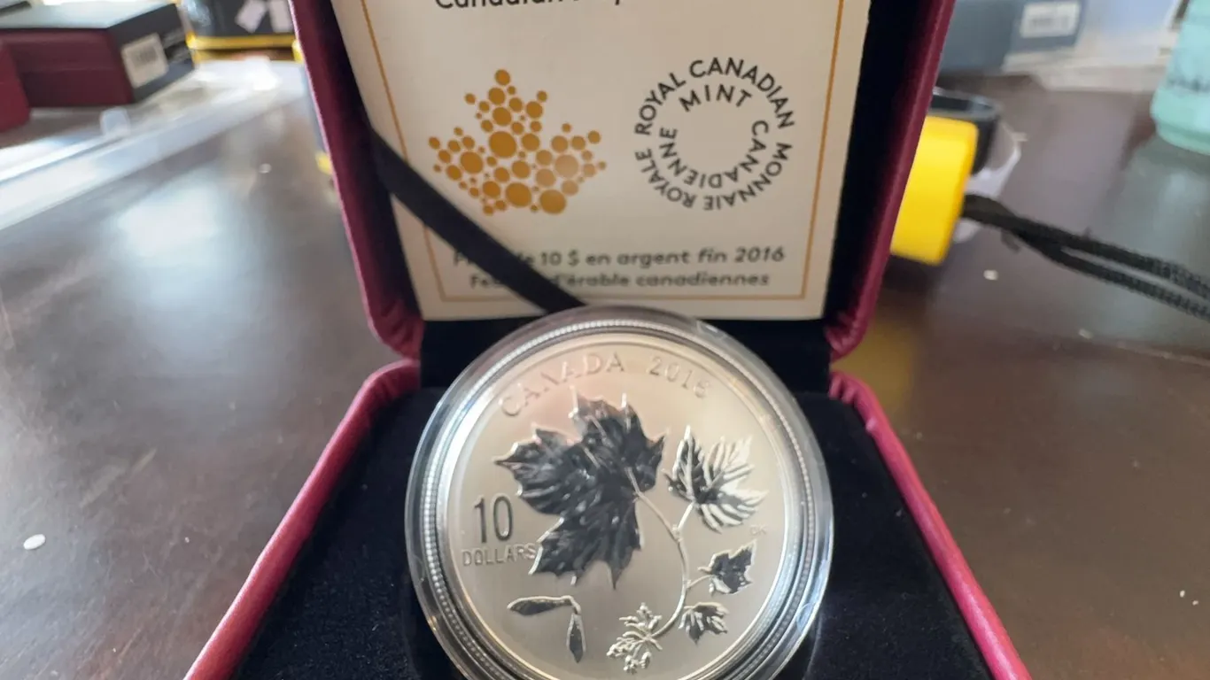 2016 $10 Fine Silver Coin Canadian Maple Leaves with Case and Certificate