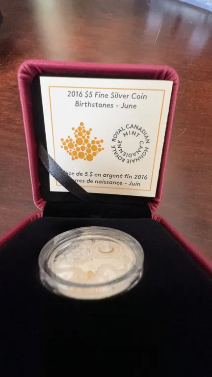 2016 $5 Fine Silver Coin Birthstones – June, Royal Canadian Mint