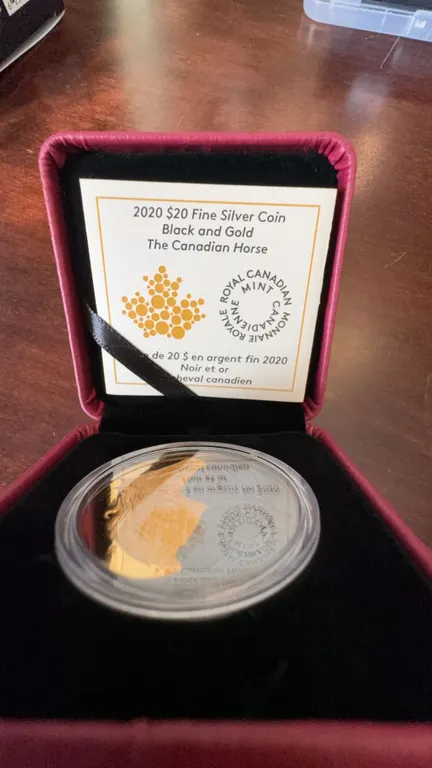 2020 $20 Fine Silver Coin Black and Gold The Canadian Horse RCM 1 oz Proof