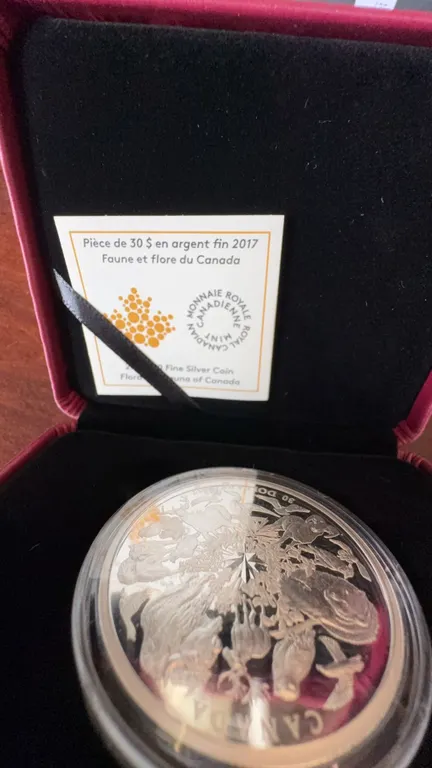 2017 Canada $30 Fine Silver Coin Fauna and Flora, 50mm, 62.69g, Boxed