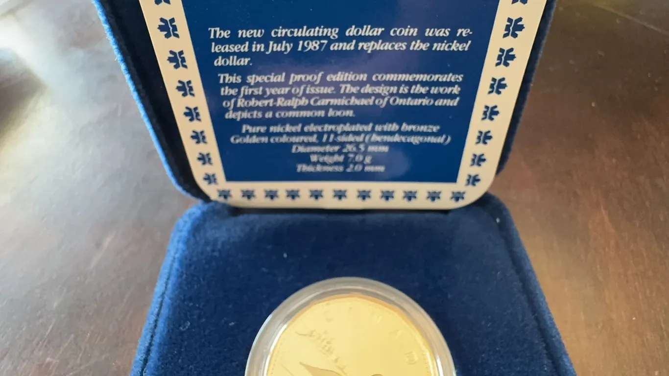 1987 Royal Canadian Mint Proof Loon Dollar Coin in Presentation Case