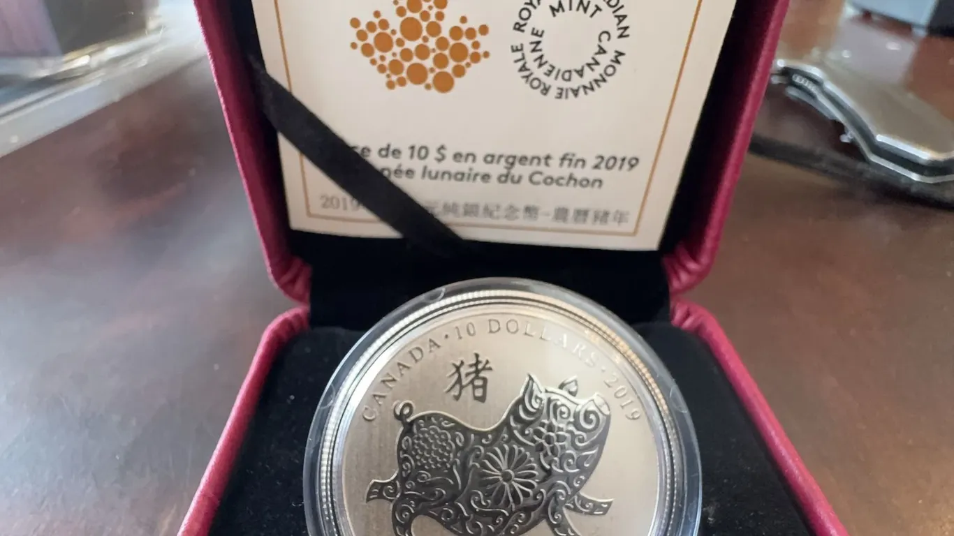 2019 $10 Fine Silver Coin Lunar Year of the Pig Canada Royal Canadian Mint