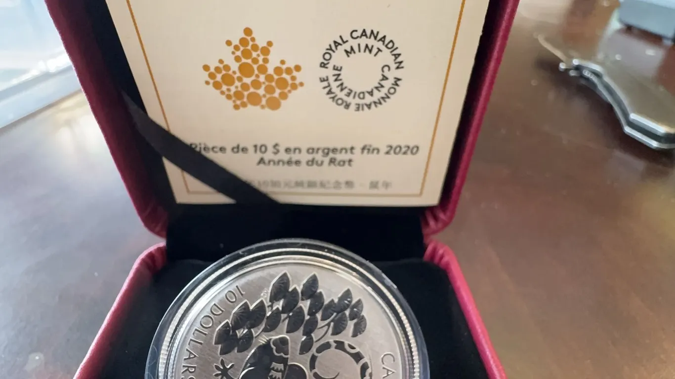2020 $10 Fine Silver Coin Year of the Rat Royal Canadian Mint 99.99% Pure