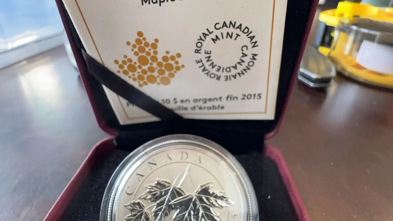 2015 $10 Fine Silver Maple Leaf Coin, Royal Canadian Mint, 99.99% Pure, 15.87g
