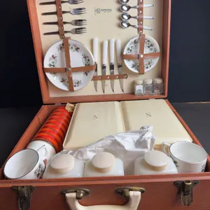 Siram England Picnic Set with Plates, Cutlery, Cups, Flasks, and Storage Boxes