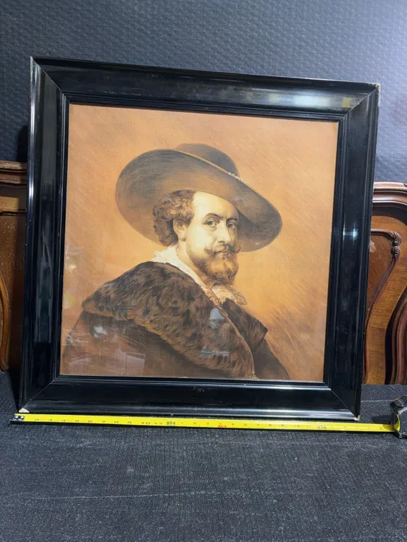 Framed Portrait Print, Gentleman in Hat, L.P. Brownlow Nottingham Label