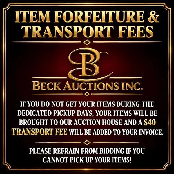 Item Forfeiture & Transport, Shipping, Delivery Fees & Conditions