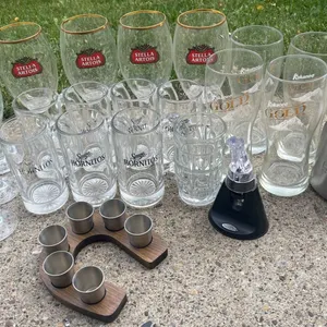 Barware Lot: Stella Artois, Hornitos, Kokanee Glasses, Hugo Boss Flask, Aerator, Shot Set