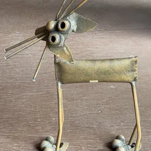 Metal Cat Sculpture With Nail Whiskers and Industrial Component Details