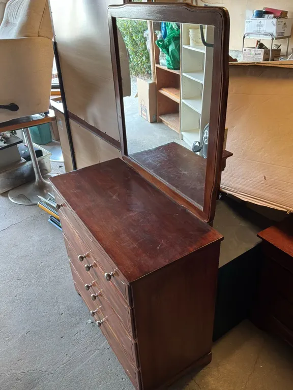 Sweet Dreams Storage - 2 Mirrored Dressers and 2-Drawer Nightstand in Cherry and Walnut Tones