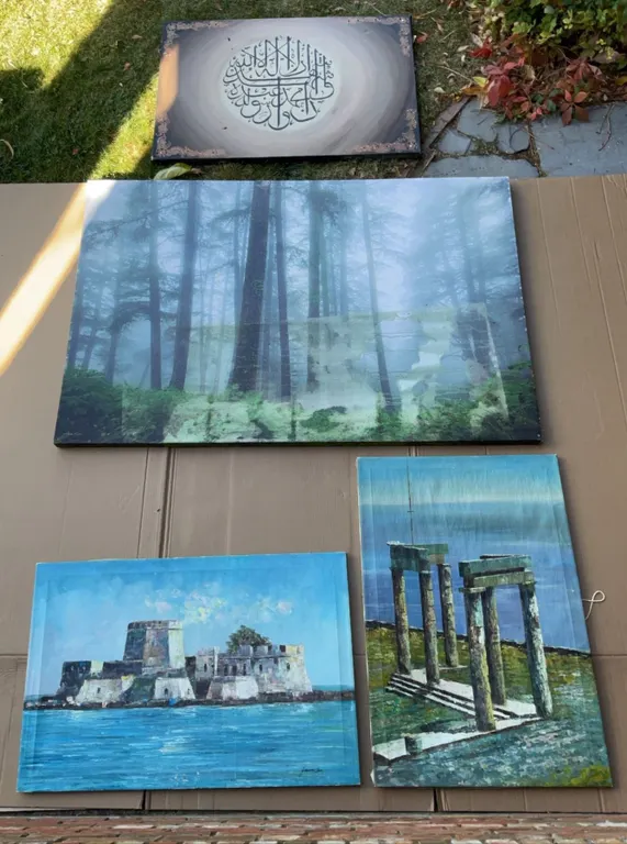 4 Unframed Oil Paintings, Large Signed Laura Allen, Smaller Signed, Some Damage