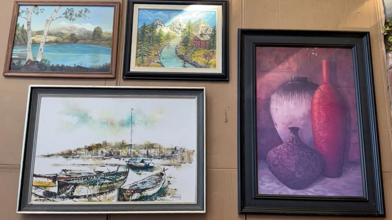 Four Framed Artworks, Three Signed Paintings, One Large Unsigned Possibly a Print