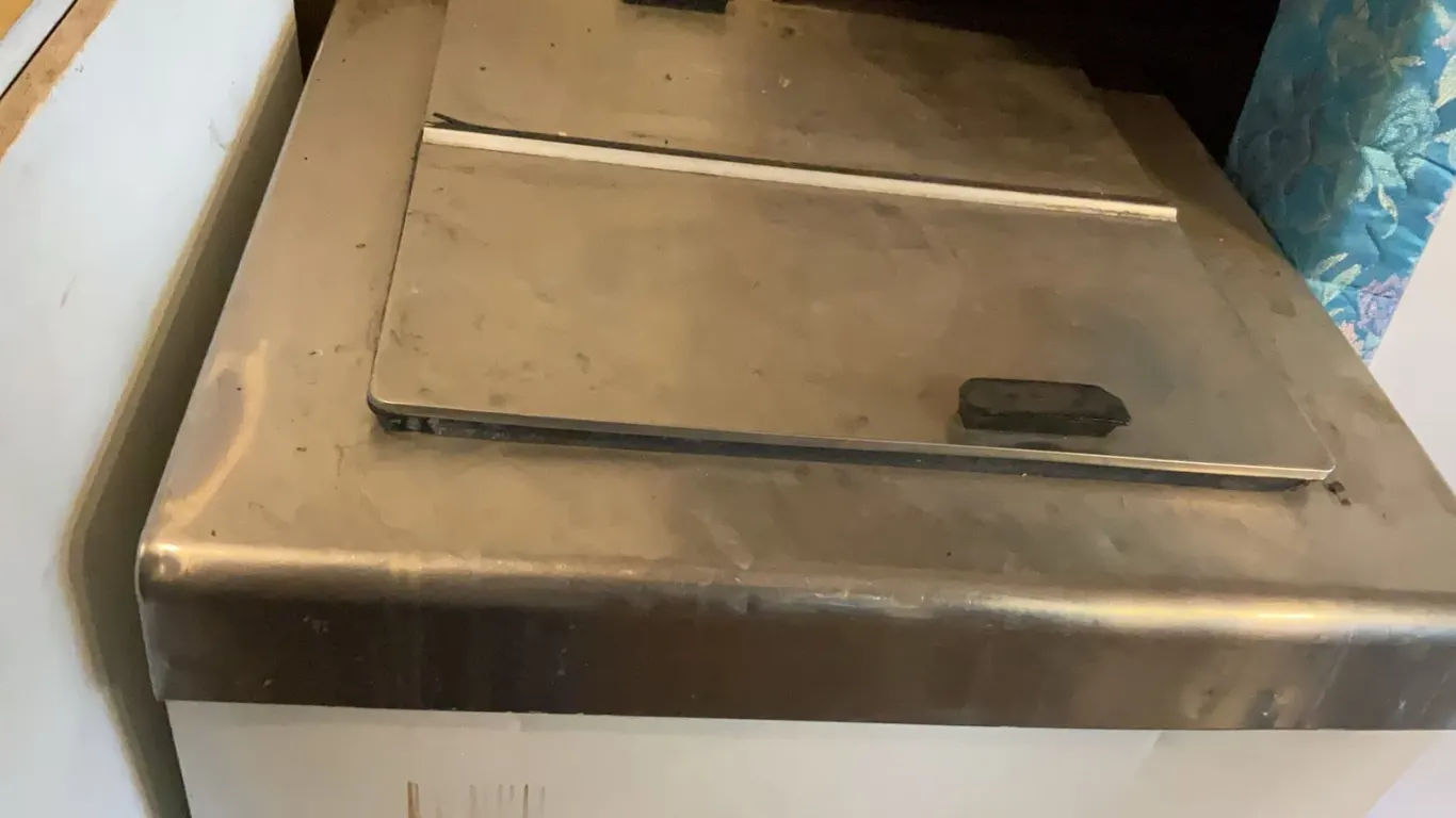 Box Freezer or Refrigerator with Metal Lid, Approx. 30.5 x 30.5 x 33 Inches, Unknown Condition