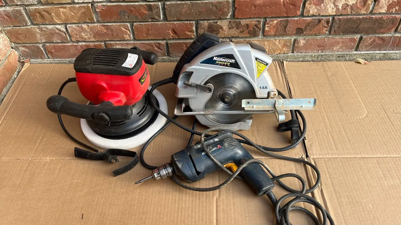 Mastercraft 14A Circular Saw, Mastercraft Drill, and Rockford Polisher Lot