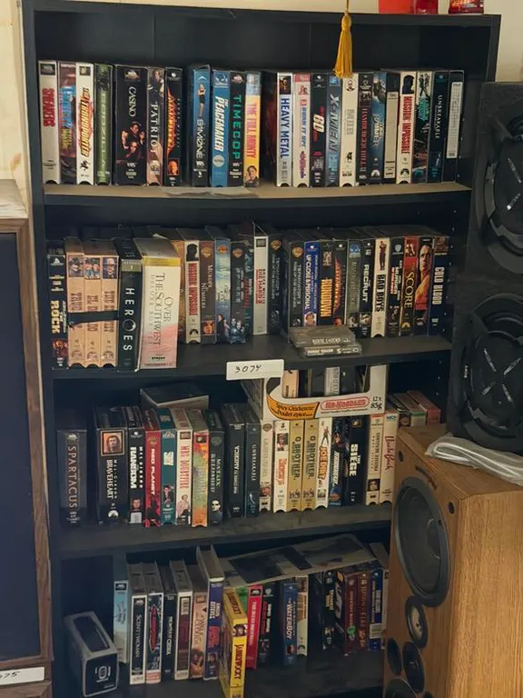 Book Case with Vintage VHS Tapes