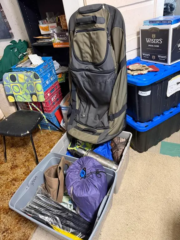 Rolling Sports Bag & Camping Supplies (2 Totes)