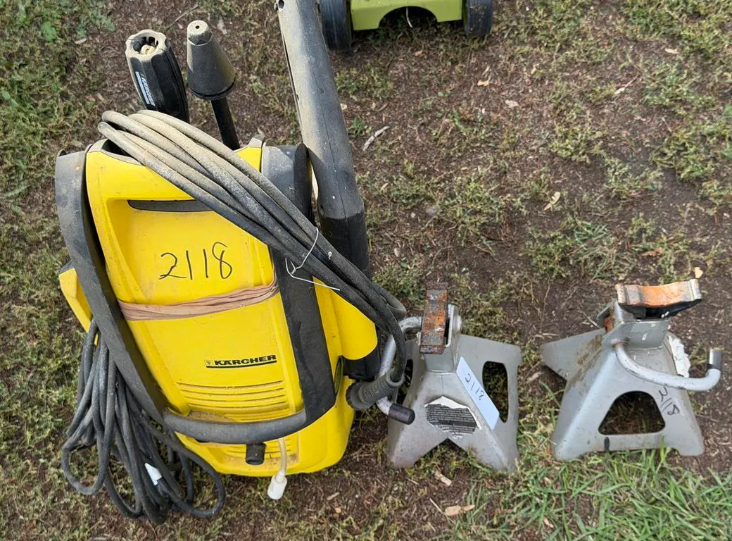 Karcher Pressure Washer and (2) Jack Stands