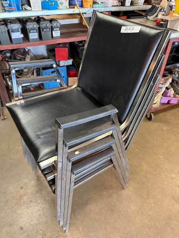 (4) Chrome Upholstered Stacking Chairs
