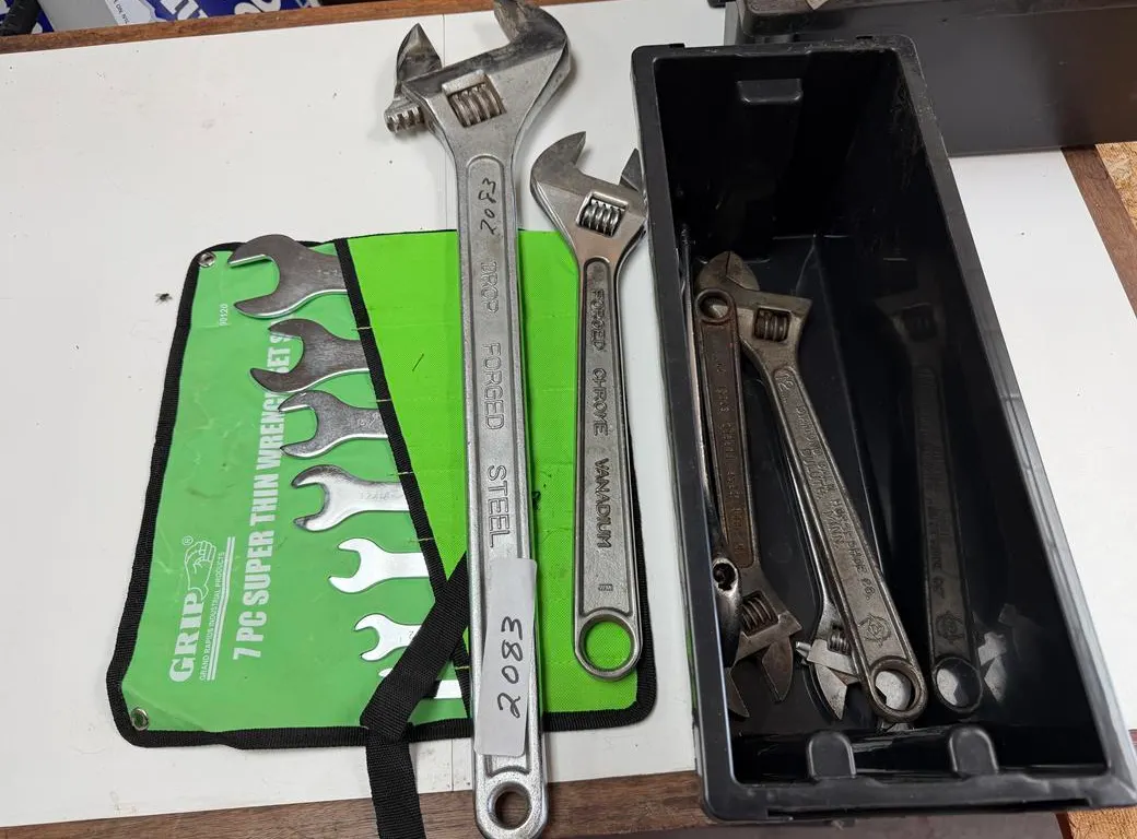 Crescent Wrenches and 7-Piece Flat Wrench Set