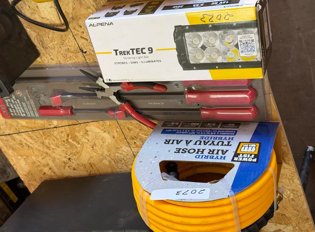 Air Hose, Strobe Light Bar & 4-Piece Pry Bar Set