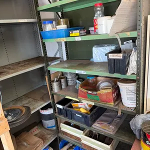 (2) Metal Shelves with Hardware and Saw Blades