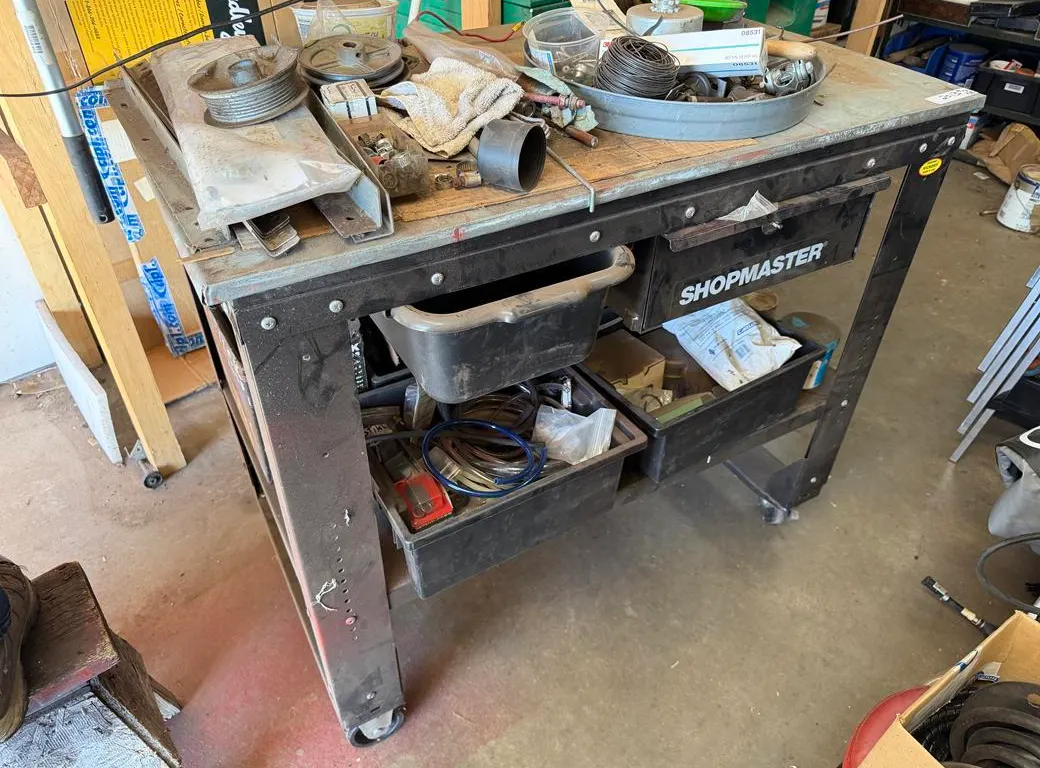 Shop Master Steel Rolling Work Table with Contents