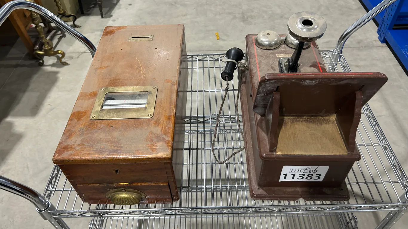 Antigua Wooden Cash Box 8 Telephone