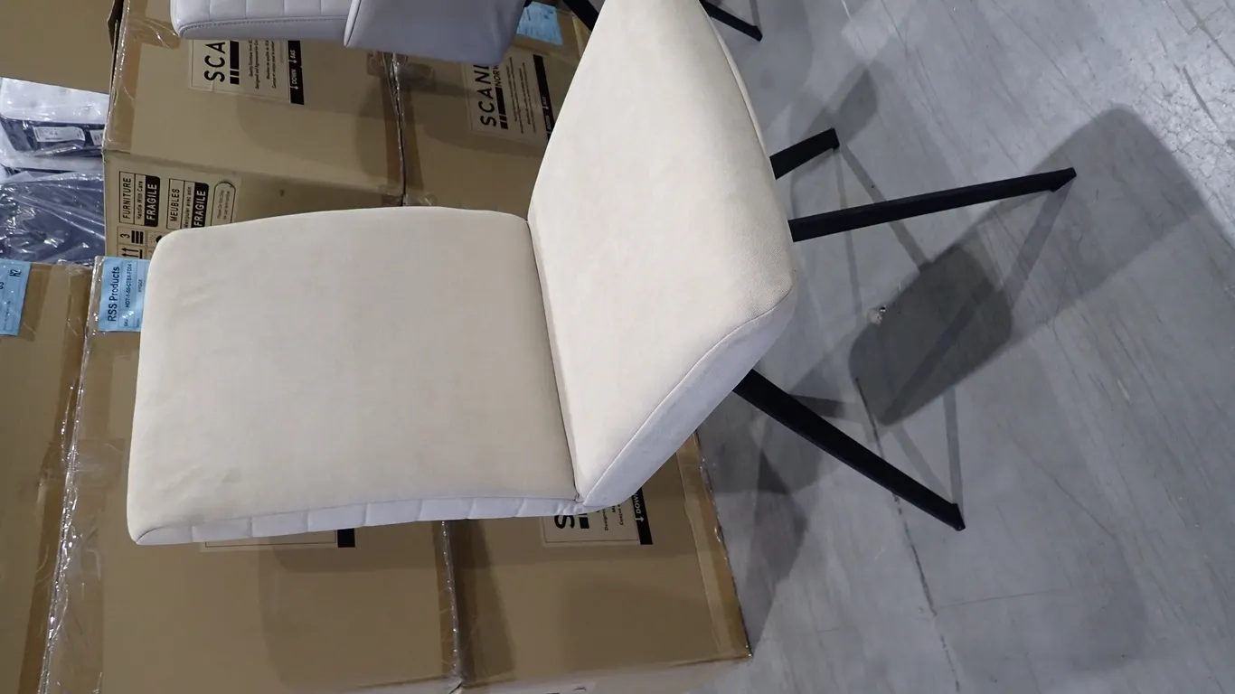 Set of (2) Scandi Norway HD7-1-50 HYGGE Echo Flax Fabric High Back Dining Chairs.