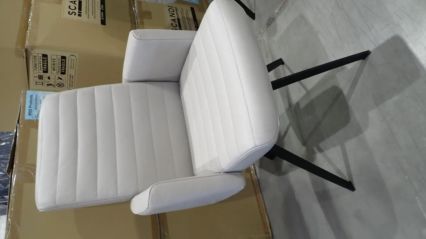 Set of (2) Scandi Norway HD7-2-55 Essenza Frost Leather High Back w/Arms Dining Chairs.