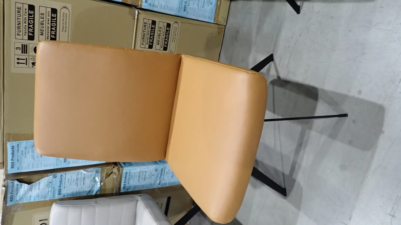 Set of (2) Scandi Norway HD7-1-50 HYGGE Essenza Almond Leather High Back Dining Chairs.