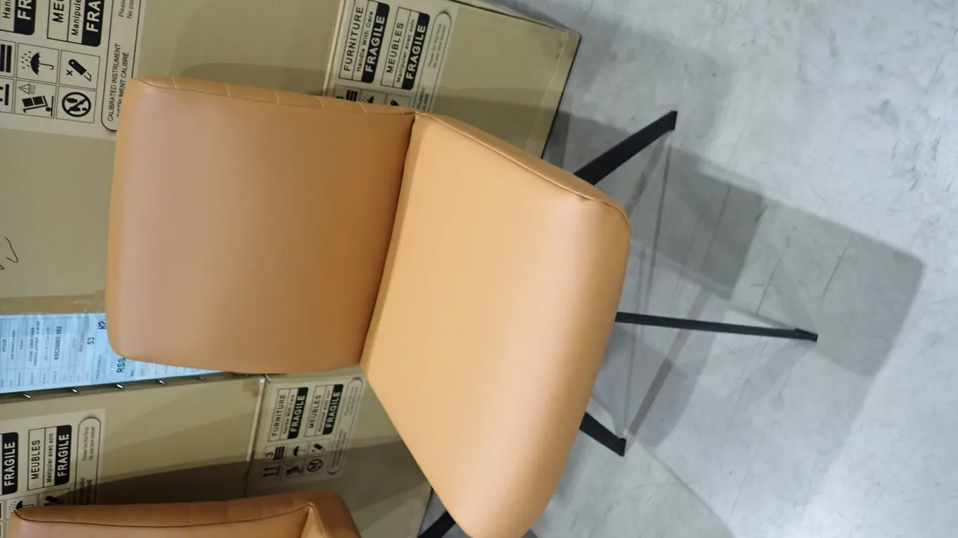 Set of (2) Scandi Norway HD7-1-00 HYGGE Essenza Almond Leather Low Back Dining Chairs.