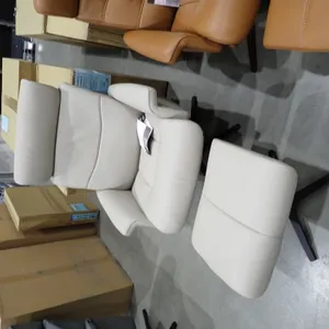 Scandi Norway Harbor M Size Grace Cinder Ice Leather Recliner and Ottoman.