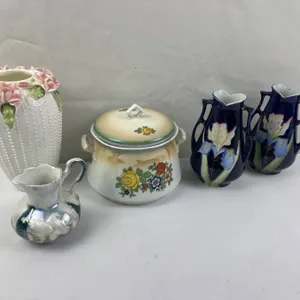 Lot of vintage vases & cookie jar
