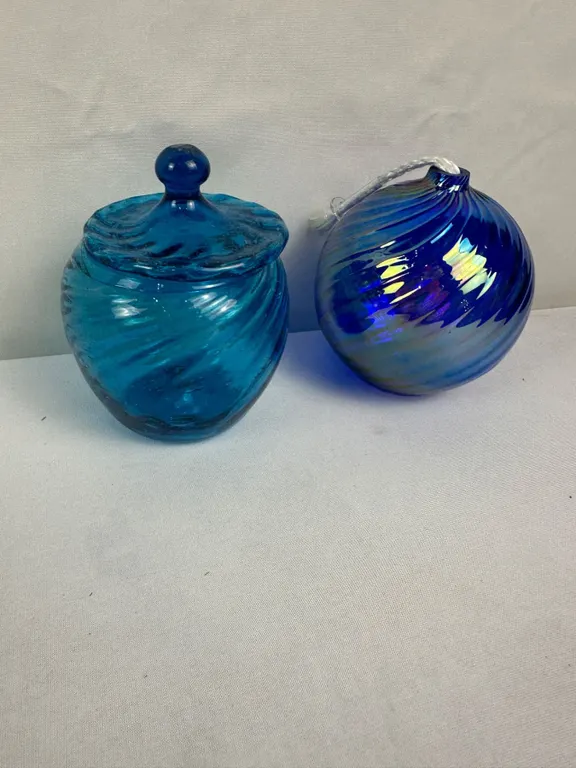 Vintage Handmade Blue Art Glass decor