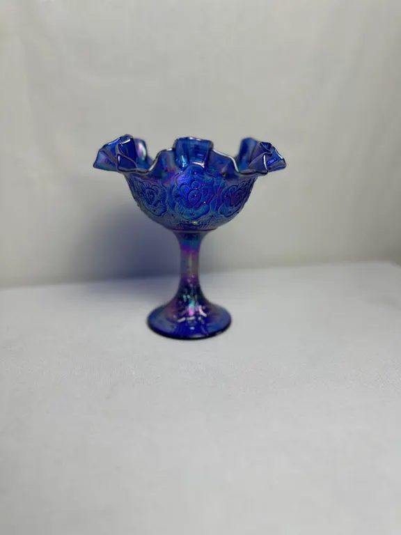Vintage Fenton Persian Medallion Carnival Glass Ruffled Compote