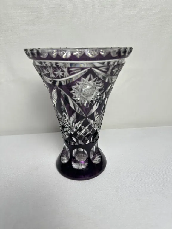 Amethyst Cut-to-Clear Crystal Vase