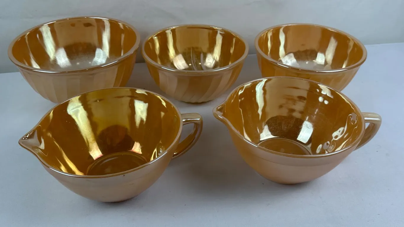 Vintage Fire-King Peach Luster Large Bowls