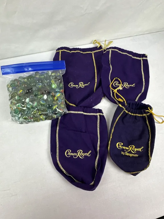 Bag Vintage Marbles with 4 Crown Royal Bags