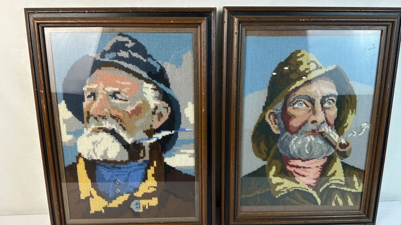 2 - Vintage Old Man Needle Point
