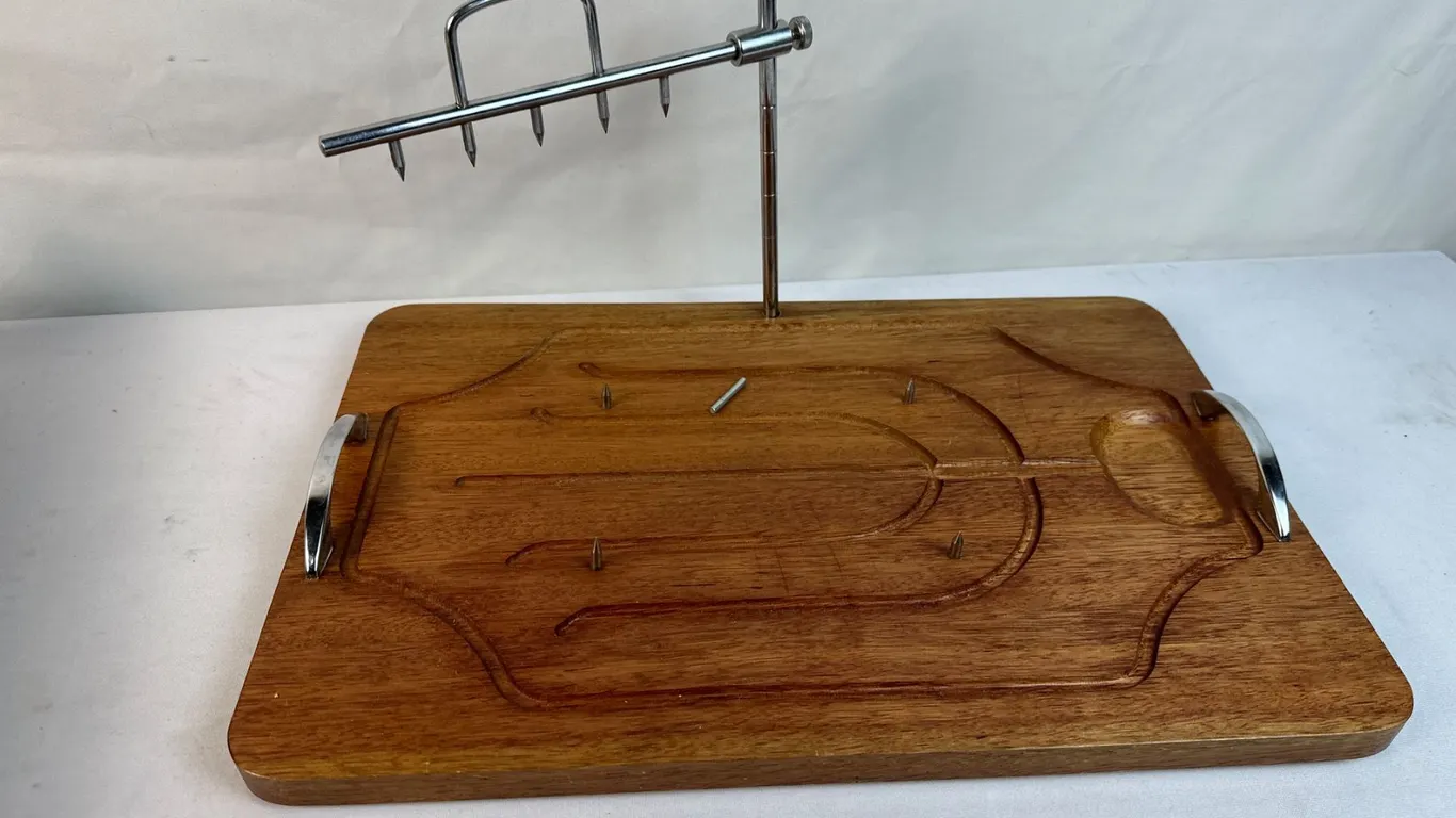 Vintage Wooden Carving Board with Meat Spikes