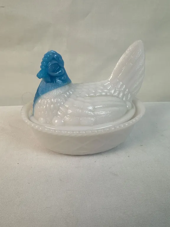 Vintage Westmoreland MilkGlass with Bright Blue Head