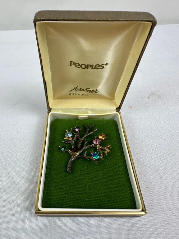 Vintage Gold Filled Forstner Tree Brooch
