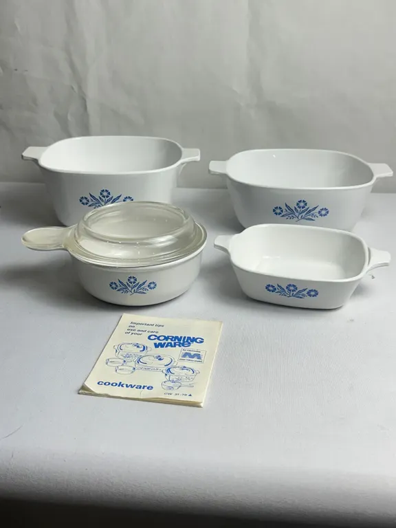 CorningWare Cornflower Blue set with original pamphlet
