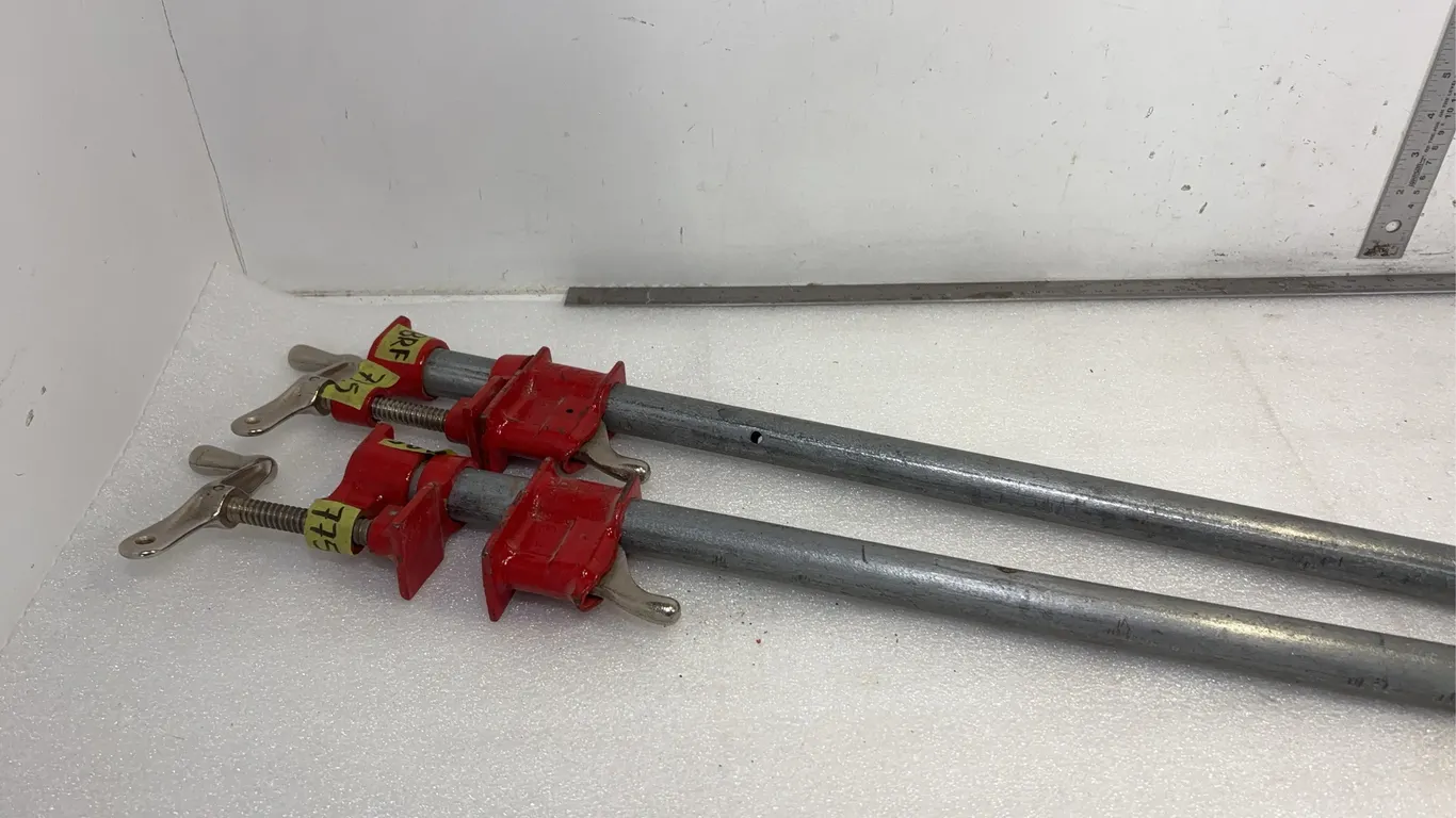 Pair of 3/4” Pipe Clamp Fixtures w/ Pipe, Approx. 50" and 46" *Unreserved*