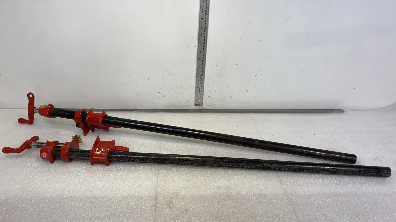 Pair of 1" Pipe Clamp Fixtures w/ Pipe, Approx. 36" and 36" *Unreserved*