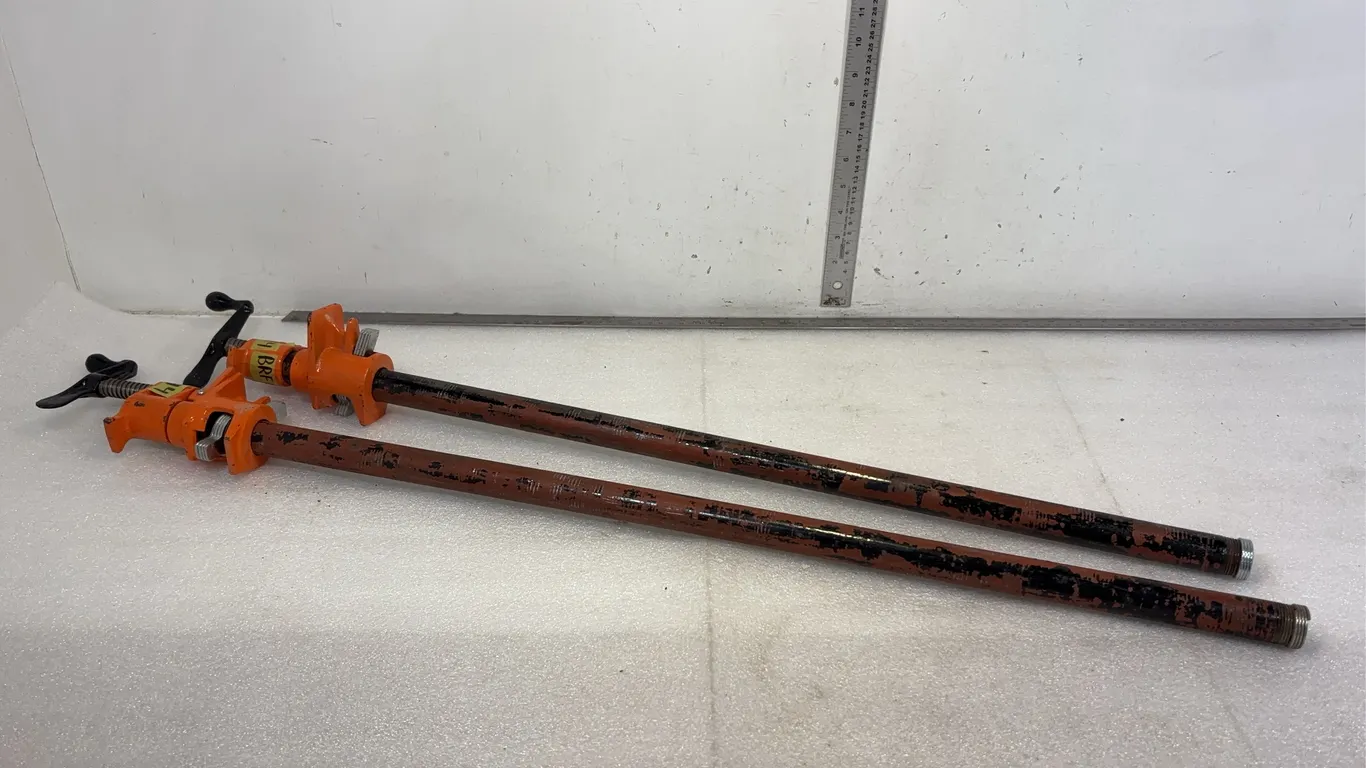 Pair of Pony 1" Pipe Clamp Fixtures w/ Pipe, Approx. 34" and 31" *Unreserved*