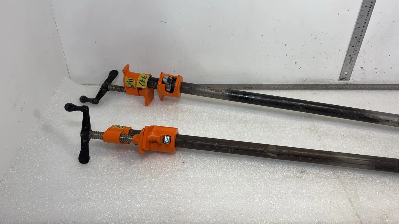 Pair of Pony 1" Pipe Clamp Fixtures w/ Pipe, Approx. 48" and 50" *Unreserved*