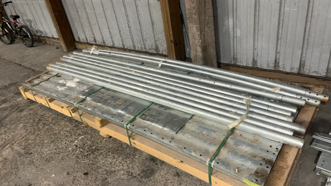 (12) Grain Bin Galvanized Steel Sheets, Approx 10 Ga, 44”x114”, with (9) Wind Ring Pipes, 2-3/8” , B