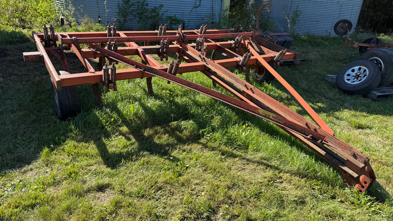 International 14' Chisel Plow, Missing 1 Shank, 6-Bolt Hubs, 9.5L-15SL Tires, No Cylinder