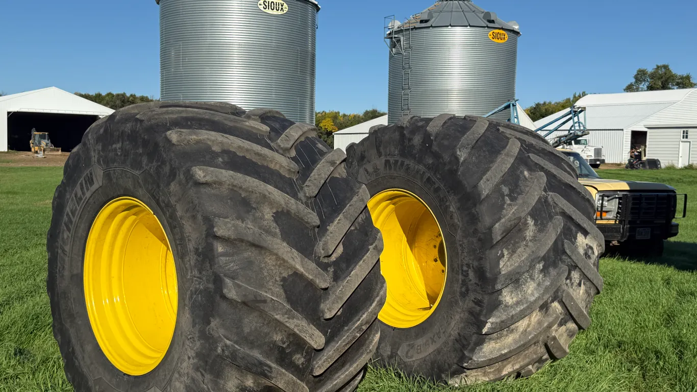 (2) 1050/50R 32 Tires + Rims, These Were New Last Year. This Item is Located in South Dakota, Theref